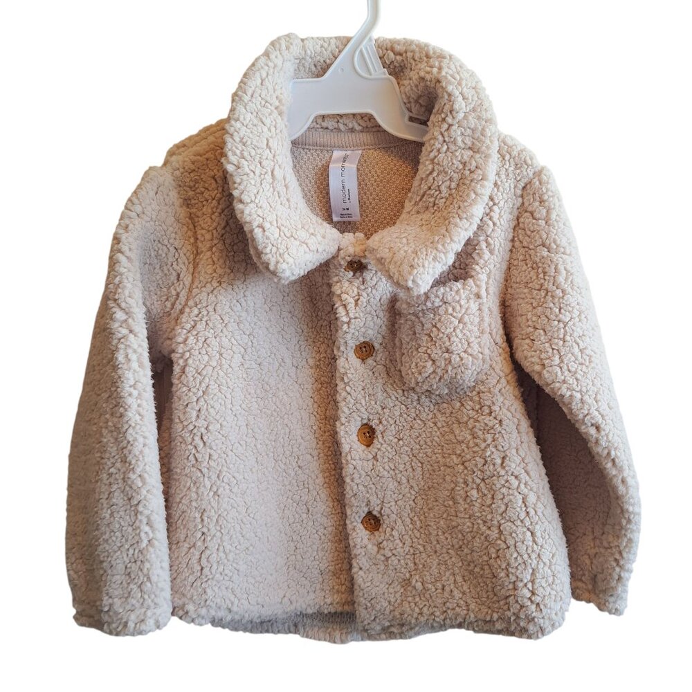 4/$20 Gerber Modern Moments Unisex Micro Plush Button Down Jacket Size 24 Months